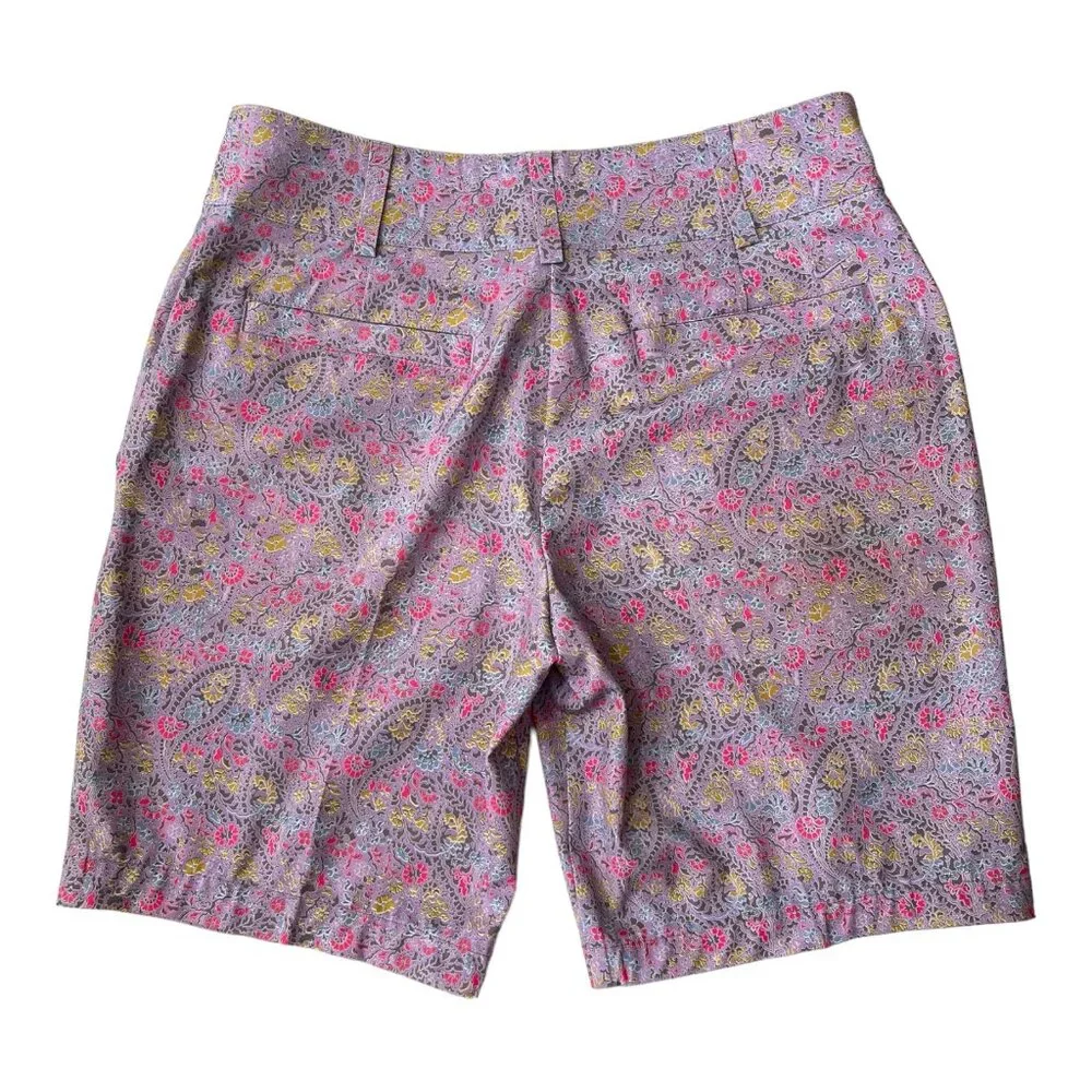 Nike Golf Women's Fit Dry Floral Paisley Pink Purple Bermuda Shorts size 8 - Picture 2 of 13